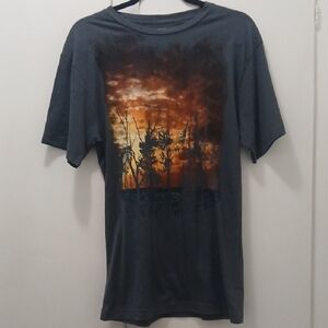 Apt. 9 Charcoal Tee with Fiery Sunset Design